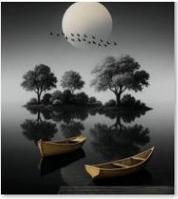 Moon and Boats - Image 1